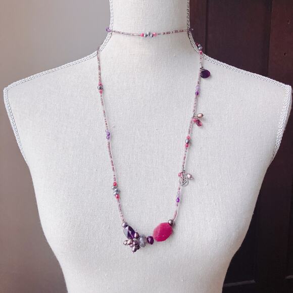 Retired Silpada N2348 BLUSH WINE Sterling Amethyst Pearl Quartz Beaded Necklace - Picture 5 of 16